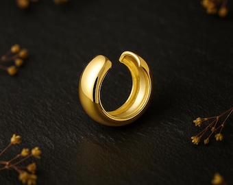 Small Rounded Gold Plated Sterling Silver Ear Cuff