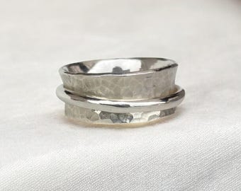 Personalised Wide Sterling Silver Spinner Ring