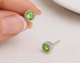 Sterling Silver August Birthstone Stud Earrings – 7mm