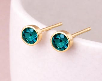Gold Plated Sterling Silver December Topaz Birthstone Stud Earrings – 7mm