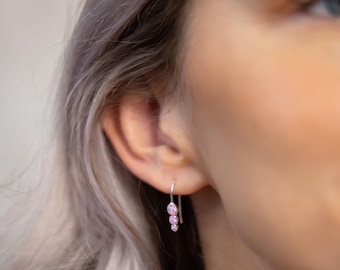 Sterling Silver Pink Opal Trio Drop Earrings
