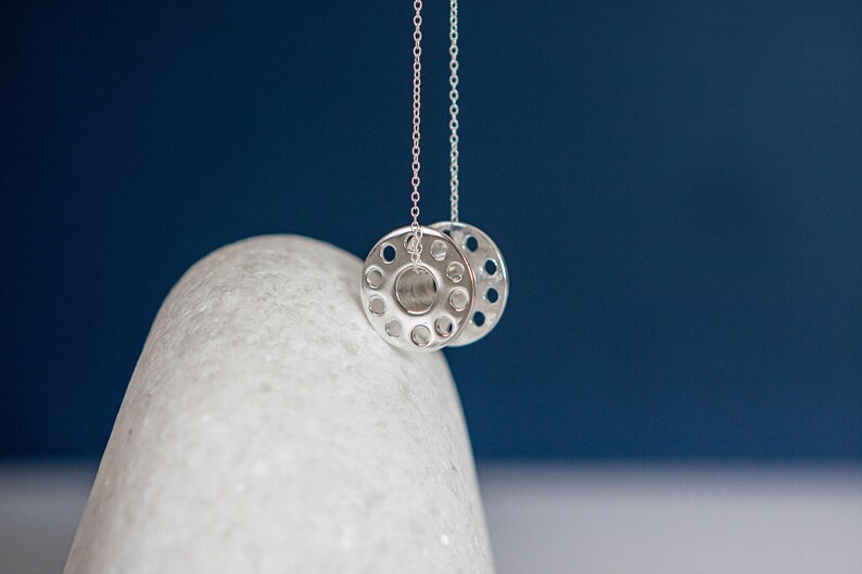 Sewing Thimble Necklace SOLID .925 Etched Sterling Silver Gift