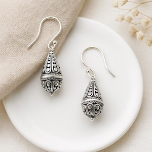 Sterling Silver Teardrop Filigree Drop Earrings