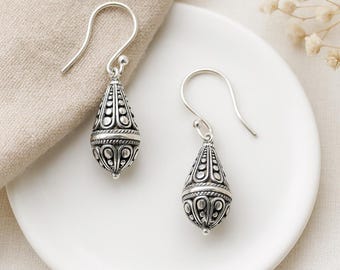 Sterling Silver Teardrop Filigree Drop Earrings