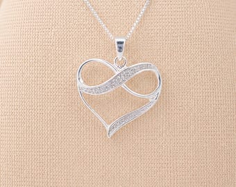 Personalised Sterling Silver Infinity Heart Pendant Necklace