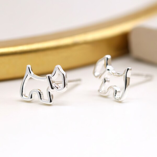 Sterling Silver Scottie Dog Stud Earrings