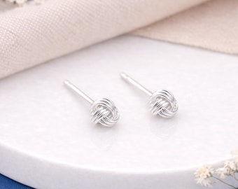 Sterling Silver Micro Love Knot Stud Earrings – 3mm
