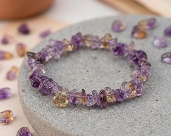 Personalised Ametrine Gemstone Stretch Bracelet In Sterling Silver