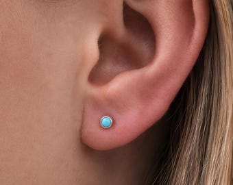 Tiny Sterling Silver Turquoise Stud Earrings