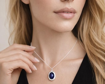 Personalised Sterling Silver Night Sky Goldstone Gemstone Locket Necklace With Photos