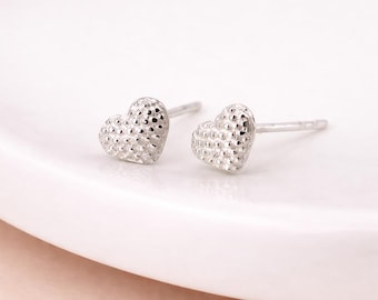 Sterling Silver Bobble Heart Stud Earrings – 6mm