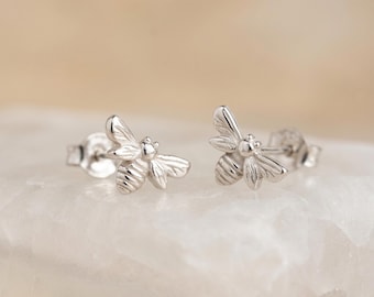 Bumble Bee Stud Earrings in Sterling Silver