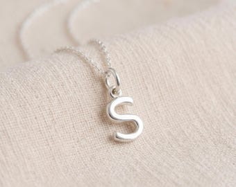 Tiny Personalised Initial Pendant Necklace in Sterling Silver – Choose Your Letter