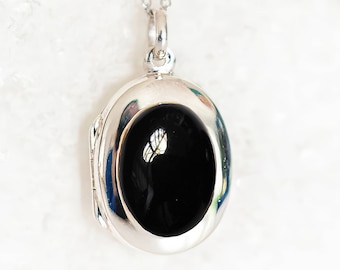 Personalised Sterling Silver Black Onyx Locket