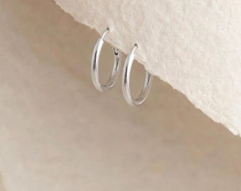 Huggie Sleeper Hoop Earrings in Sterling Silver