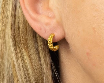 18ct Gold Plated Beaded Hoop Earrings
