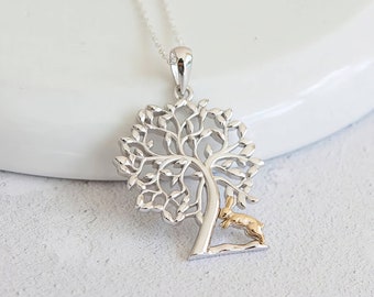 Sterling Silver Rabbit Under The Tree Necklace