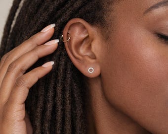 Sterling Silver Brushed Circle Stud Earrings – 5mm