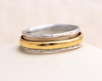 Personalised Molten Edge Sterling Silver Spinner Ring