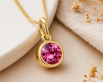 Personalised Gold Plated Sterling Silver October Tourmaline Birthstone Necklace