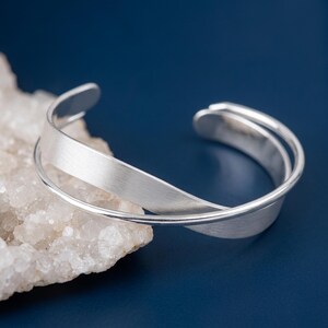 Adjustable Crossover Cuff Bangle With Sterling Silver Plating
