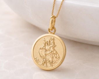 Personalised Gold Plated Sterling Silver St Christopher Pendant Necklace