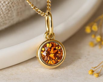 Personalised Gold Plated Sterling Silver November Citrine Birthstone Necklace