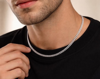 Sterling Silver 4mm Flat Curb Chain Necklace – 16in To 20in