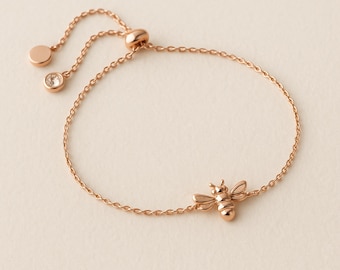 Rose Gold Plated Sterling Silver Bee Bracelet