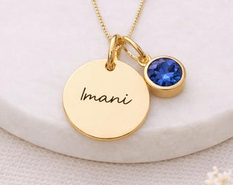 Personalised Gold Plated Sterling Silver September Birthstone Sapphire Pendant Necklace