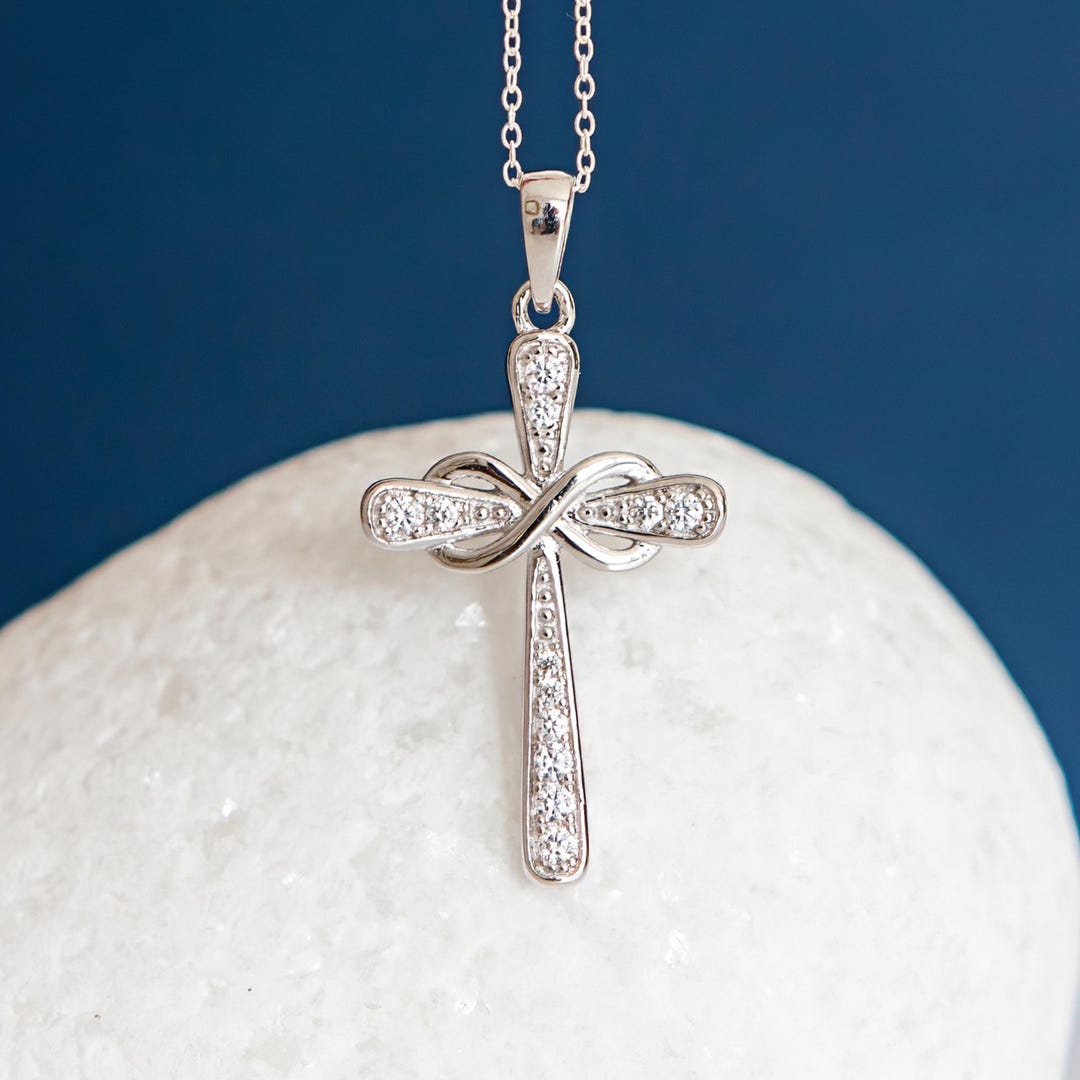 Personalised Sterling Silver Infinity Cross Necklace - Etsy