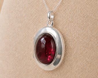 Personalised Sterling Silver Garnet Gemstone Locket Necklace With Photos
