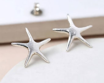 Large Sterling Silver Starfish Stud Earrings