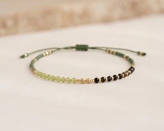 Personalised Peridot and Gold Obsidian Empowerment Bracelet With Gold Plating