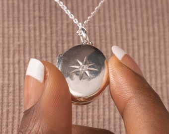 Personalised Sterling Silver Oval Star Locket