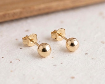 Personalised Tiny 4mm Ball Stud Earrings In Solid 9ct Gold