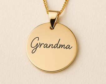 Personalised Solid 9ct Gold 12mm Disc Necklace