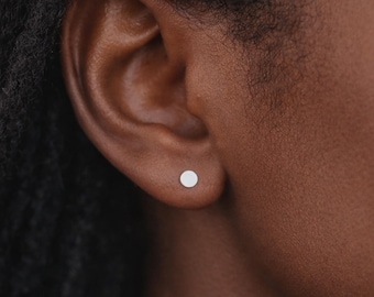 Micro Sterling Silver Disc Stud Earrings – 3mm