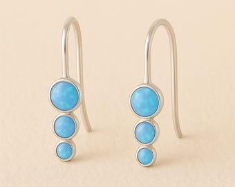 Sterling Silver Blue Opal Trio Drop Earrings