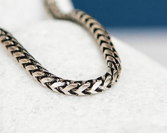 Mens Oxidised Sterling Silver Snake Chain Bracelet
