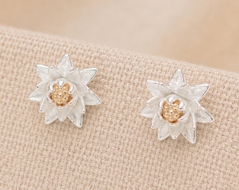 8mm Sterling Silver And Gold July Birth Flower Stud Earrings