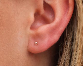 Sterling Silver Pink Freshwater Pearl Micro Stud Earrings