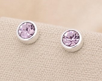 7mm Sterling Silver June Birthstone Stud Earrings