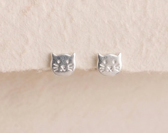 Personalised Kitten Cat Stud Earrings In Sterling Silver