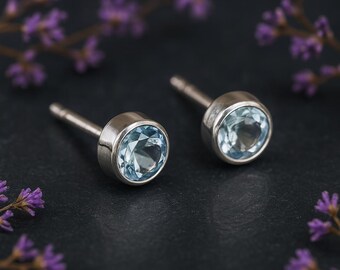 Sterling Silver Sky Blue Topaz Stud Earrings