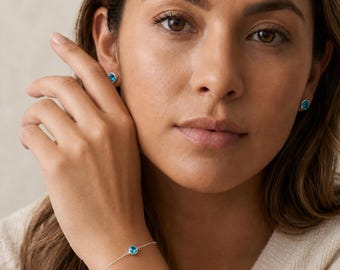Personalised December Topaz Birthstone Bracelet In Sterling Silver