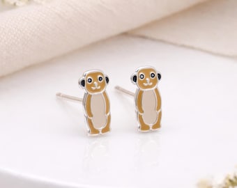 Sterling Silver Meerkat Stud Earrings – 10mm x 5mm