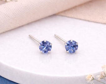 Sterling Silver March Birthstone Micro Stud Earrings – 4mm