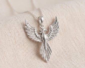 Personalised Phoenix Pendant Necklace in Sterling Silver