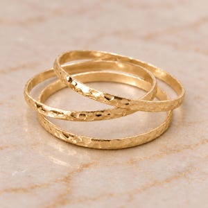 Hammered Triple Bangle Set with Gold Plating